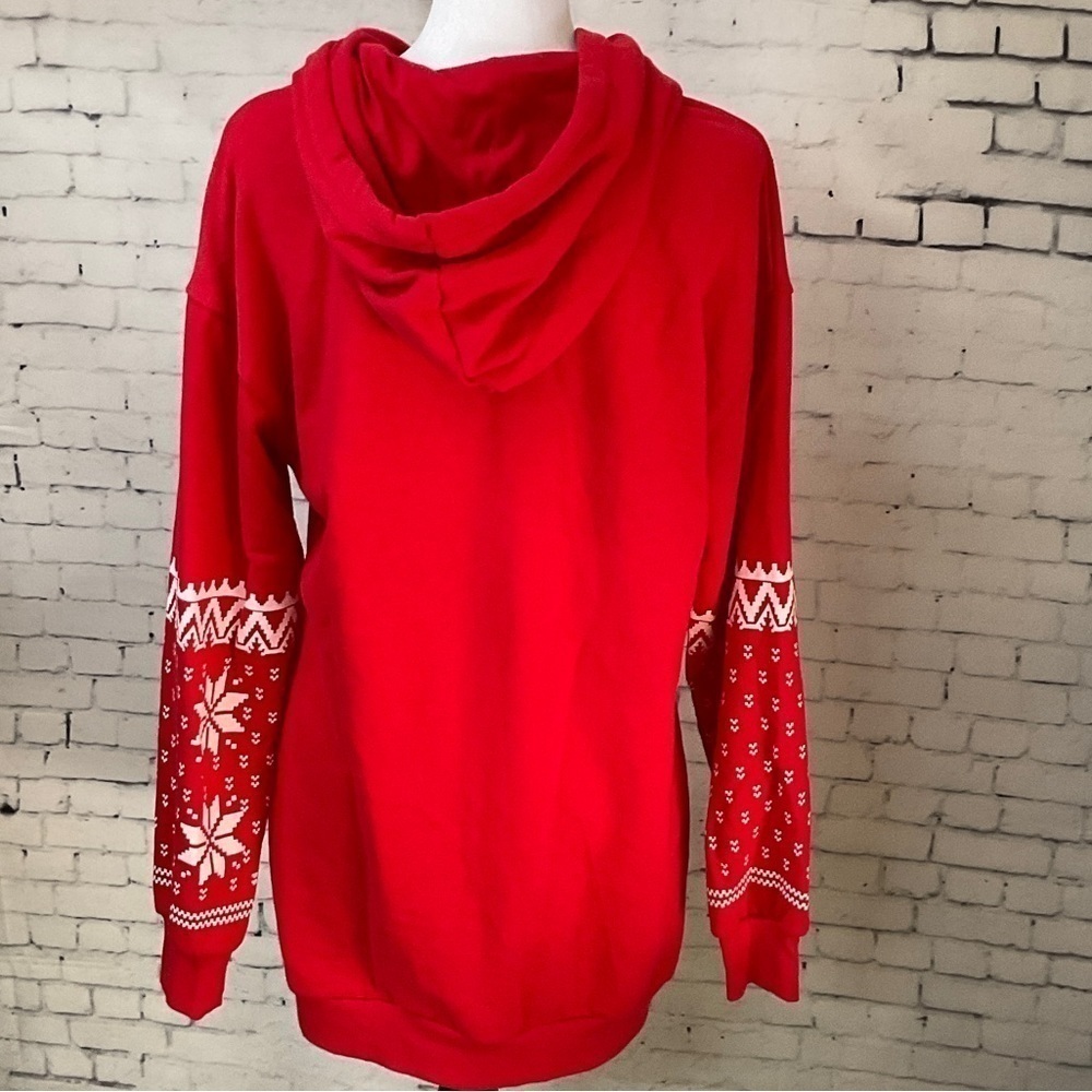 Coca Cola Womens Red Holiday Long Sleeve‎ Hooded Graphic Sweatshirt Dress S H2 - Picture 7 of 11